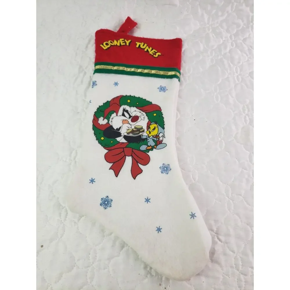 VTG Looney Tunes Bugs Bunny Sylvester Tweety Bird Christmas Stocking Warner Bros